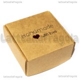 Scatola in Cartone Kraft Fantasia Handmade with love 5.5x5.5x2.5cm