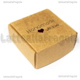 Scatola in Cartone Kraft Fantasia Handmade with love 5.5x5.5x2.5cm