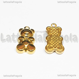Ciondolo Orsetto in Acciaio Inox Dorato 19x10.5x4mm