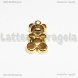Ciondolo Orsetto in Acciaio Inox Dorato 19x10.5x4mm