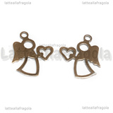 Ciondolo Angelo con Cuore in Acciaio Inox 18x15.5mm