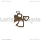 Ciondolo Angelo con Cuore in Acciaio Inox 18x15.5mm