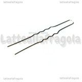 5 Forcine per capelli in metallo argentato 63x10mm