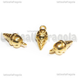 Ciondolo Cono Gelato 3D in Acciaio Inox Dorato 16.5x8x8mm