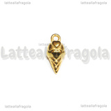 Ciondolo Cono Gelato 3D in Acciaio Inox Dorato 16.5x8x8mm