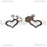 Charm Cuore con Cappello da Infermiere in metallo argentato smaltato 20x15mm