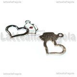 Charm Cuore con Cappello da Infermiere in metallo argentato smaltato 20x15mm