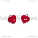 Charm Cuore in Acciaio Inox smaltato Rosso 8x9mm