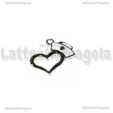 Charm Cuore con Cappello da Infermiere in metallo argentato smaltato 20x15mm