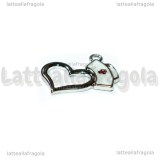 Charm Cuore con Cappello da Infermiere in metallo argentato smaltato 20x15mm