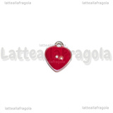 Charm Cuore in Acciaio Inox smaltato Rosso 8x9mm