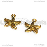 Ciondolo Stella Marina 3D in Acciaio Inox Dorato 21.5x17x3.5mm