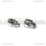 Coppia di Perni Teschio in metallo argento antico 16x9mm