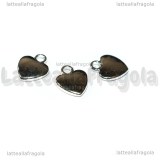 Charm Cuore in metallo argentato 12x10mm