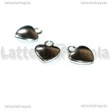Charm Cuore in metallo argentato 12x10mm