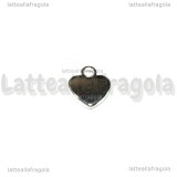 Charm Cuore in metallo argentato 12x10mm