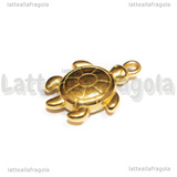 Ciondolo Tartaruga 3D in Acciaio Inox Dorato 28.5x19x7mm