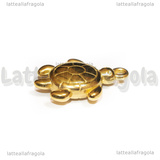 Ciondolo Tartaruga 3D in Acciaio Inox Dorato 28.5x19x7mm