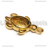 Ciondolo Tartaruga 3D in Acciaio Inox Dorato 28.5x19x7mm