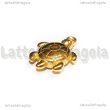 Ciondolo Tartaruga 3D in Acciaio Inox Dorato 28.5x19x7mm