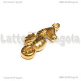 Ciondolo Cavalluccio Marino 3D in Acciaio Inox Dorato 31x16x6.5mm