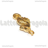 Ciondolo Cavalluccio Marino 3D in Acciaio Inox Dorato 31x16x6.5mm