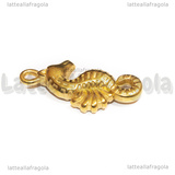 Ciondolo Cavalluccio Marino 3D in Acciaio Inox Dorato 31x16x6.5mm