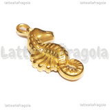 Ciondolo Cavalluccio Marino 3D in Acciaio Inox Dorato 31x16x6.5mm