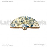 Ventaglio in legno e stoffa Fiori Azzurri 49x31mm