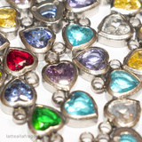 3 Charms Cuore in Acciaio Inox cristalli colori misti 8x6x3mm