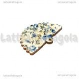Ventaglio in legno e stoffa Fiori Azzurri 49x31mm