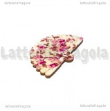 Ventaglio in legno e stoffa Fiori Prugna 49x31mm