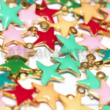 3 Stelle in Acciaio Inox Dorato smaltato colori misti 7mm