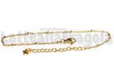 Bracciale in Acciaio Inox Dorato maglia rosario 2mm 18.5cm
