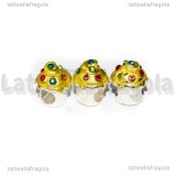 Cupcake foro largo in metallo silver plated smaltato con strass 14x11mm