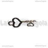Charm Chiave in metallo argentato con strass 24x12mm