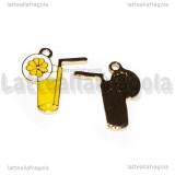 Ciondolo Limonata in metallo dorato smaltato 25x20mm