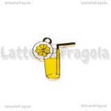 Ciondolo Limonata in metallo dorato smaltato 25x20mm