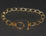 Bracciale maglia puntinata in metallo Gold Plated 21cm