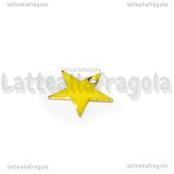 Charm Stella in ottone dorato smaltato giallo 12mm