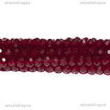 Rondelle mezzocristallo sfaccettato Rosso Scarlatto 3x2mm filo 40cm