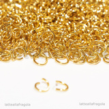 50 Anellini apribili in Acciaio Gold Plated 4x0.6mm