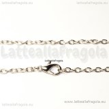 Collana in metallo toni argentati 77cm maglie ovali 3x2mm