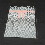 10 buste in plastica Fiocco Rosa Effetto Merletto con bordo adesivo 13x5cm