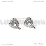 Perni Cuori in Ottone argentato e Cubic Zirconia 12x10mm