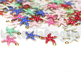 3 Charms Stelle Marine in Acciaio Inox Dorato smaltato 10.5x10mm