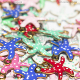 3 Charms Stelle Marine in Acciaio Inox Dorato smaltato 10.5x10mm