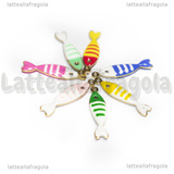 3 Charms Pesci in Acciaio Inox Dorato smaltato 18x5mm