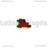 Ciondolo Orsetto in Acciaio Inox Dorato e cuore smaltato 12x13.5mm