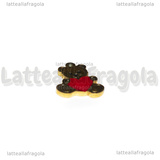 Ciondolo Orsetto in Acciaio Inox Dorato e cuore smaltato 12x13.5mm
